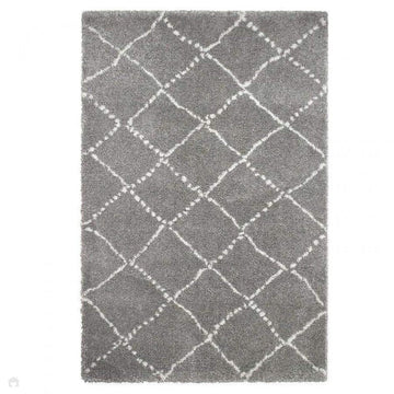 Royal Nomadic 5413 Modern Geometric Diamond Soft Plush Boho Shaggy Grey/Cream Rug-Think Rugs-Rug Love - The Most Loved Rug Store